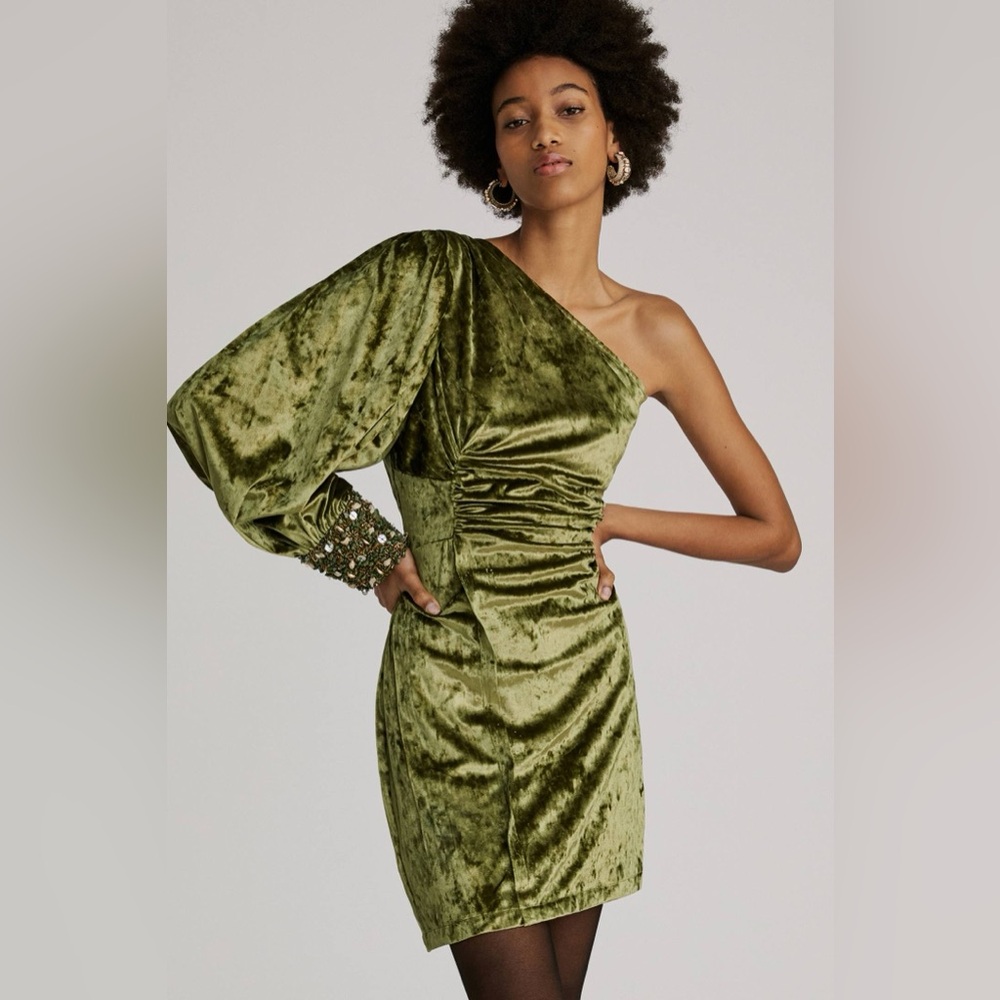 Nirmooha One-Shoulder Velvet Mini Dress NWT from Anthropologie
